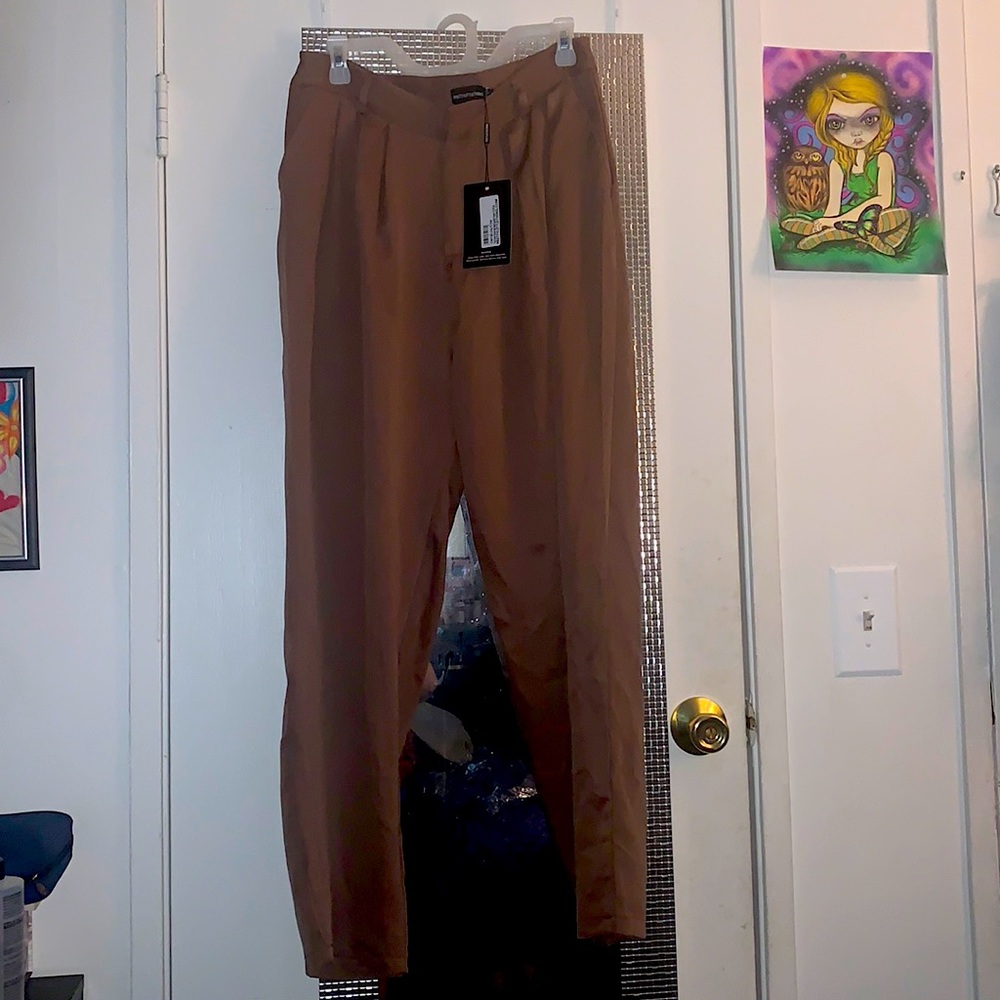 Pretty little thing brown high waisted pants